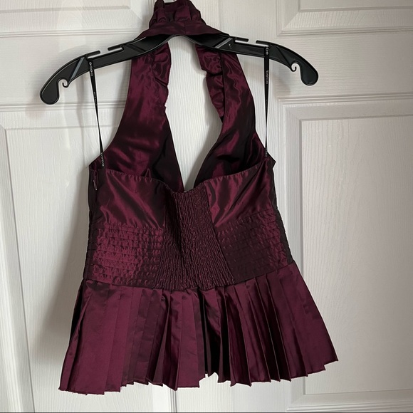 BEBE SATIN HALTER TOP IN IMPERIAL PLUM - Picture 5 of 12